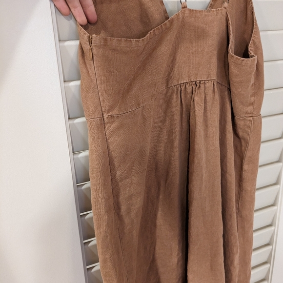 YFB CLOTHING Linen Lexington Dress in Color Honey Nut (Size: S) - Picture 6 of 6